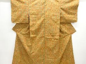 アンティーク　花更紗模様手織り紬着物